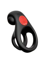 Red Dot Silicone Rechargeable Vibrating Cock Ring with Controller V2