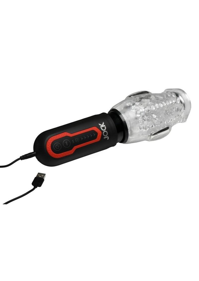 Jock Spinning and Thrusting Rechargeable Masturbator with 2 Bullets
