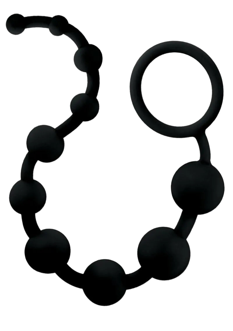Anal Adventure Platinum Silicone 10 Anal Beads - Black