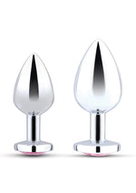 B-Vibe Jewel Metal Anal Plug Training - Pink/Silver - 2 Piece/Set
