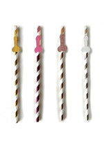 Glitterati Penis Party Tall Celebration Straws - Assorted Colors - 8 Pack