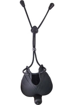 My Cock Ring Vibrating Scrotum Pouch and Cinch Silicone Cock Ring - Black