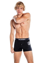 Playboy Mens Varsity Boxer Briefs - Black/White - Medium