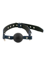 Rouge Leather Adjustable Ball Gag - Blue