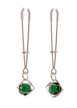 Sex and Mischief Indica Crystal Nipple Clips - Gold/Green