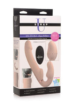 Strap U Inflatable Rechargeable Silicone Ergo Fit Strapless Strap-On with Remote Control - Flesh/Vanilla