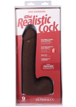 The Realistic Cock with Balls Ultraskyn Removable Vac-U-Lock Suction Cup - Chocolate - 9in