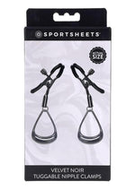 Velvet Noir Tuggable Nipple Clamps - Black